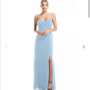 Bill Levkoff Capri Blue Size 2 bridesmaid dress. Chiffon Sweetheart A-Line.